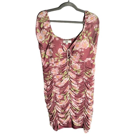 Madden NYC Pink Floral Ruched Bodycon Dress Size XXL - Picture 1 of 10